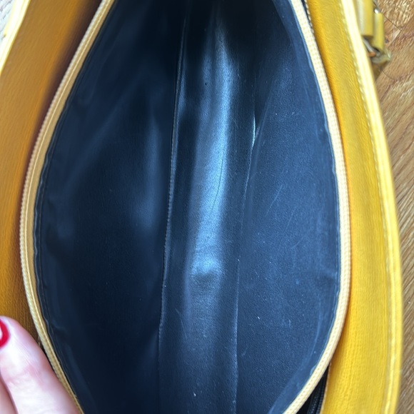 Revillon mustard Yellow saffiano Leather Satchel. NWOT. Made in Italy. - Picture 11 of 17